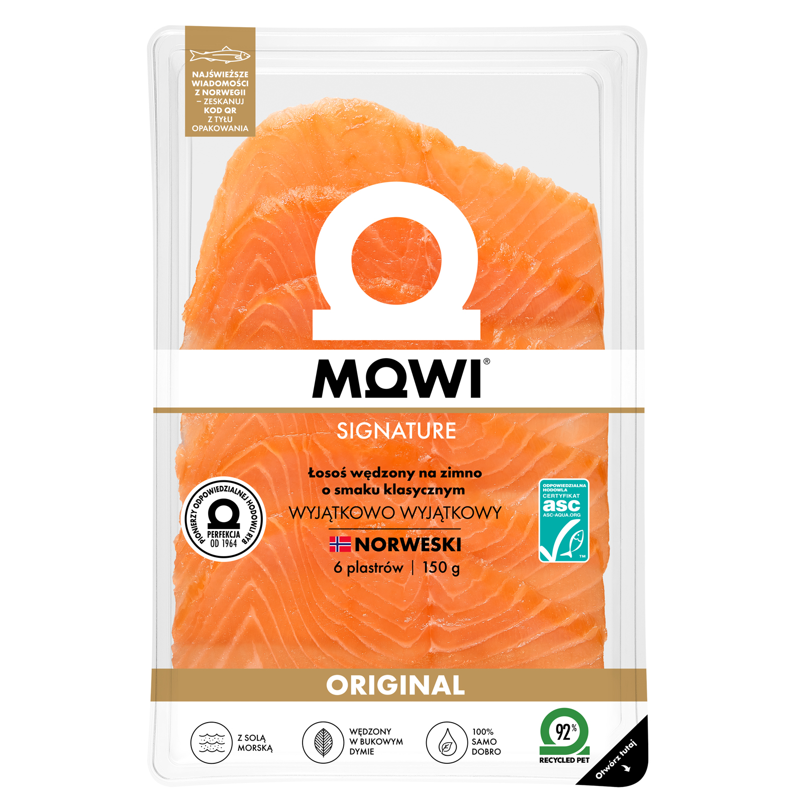 MOWI SIGNATURE Łosoś wędzony na zimno – 6 plastrów